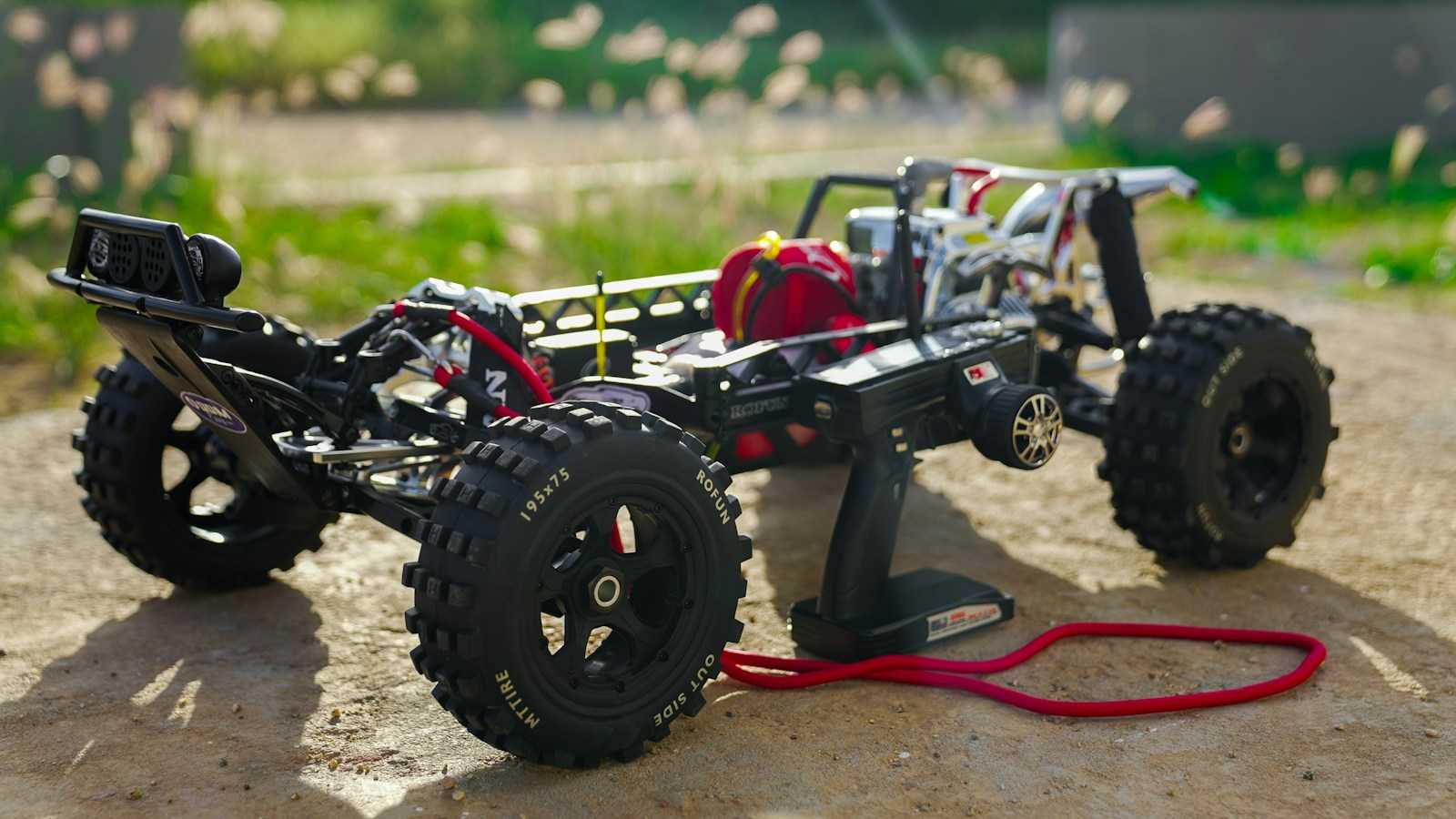 a remote controlled vehicle on a dirt road