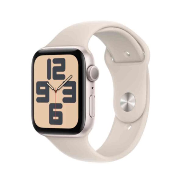 Apple Watch SE (GPS) - 44 mm - Starlight Aluminium - intelligente Uhr mit Sportband - Flouroelastomer - Starlight - Bandgröße: M/L - 32GB - Wi-Fi