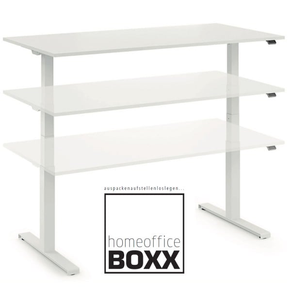 FM Homeoffice BOXX 1.0 - EASY GO weiß - elektrisch höhenverstellbarer Schreib...