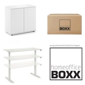 FM Homeoffice BOXX 2.2 - EASY GO Schreibtisch und SPACE - Flügeltürenschrank4260672334940