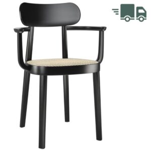 THONET 118 F Holzstuhl mit Armlehnen | Rohrgeflecht-Sitz | Buche gebeizt schwarz4066962000256