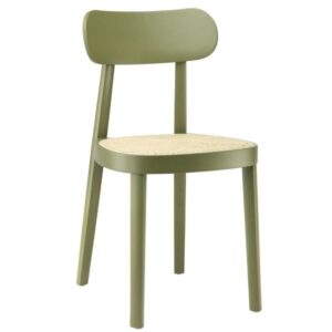 THONET 118 Holzstuhl | Rohrgeflecht-Sitz | Buche gebeizt olivgrün4066962000119