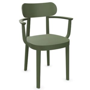 THONET 118 MF Holzstuhl mit Armlehnen | Muldensitz | Buche gebeizt olivgrün4066962000232