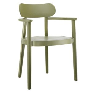 THONET 118 MFV Holzstuhl mit Armlehnen | Muldensitz | Buche gebeizt olivgrün4066962000256