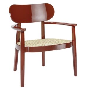 THONET 119 F Holzstuhl mit Armlehnen | Rohrgeflecht-Sitz | hochglanz dunkelrot4066962006067