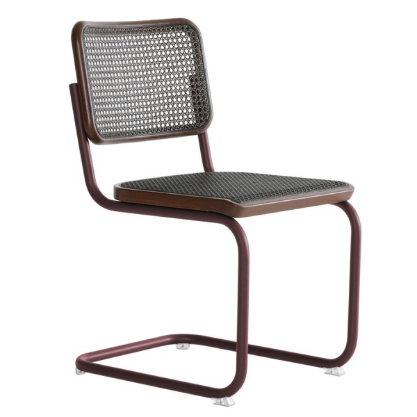 THONET S 32 V Dark Melange rotbraun | Stahlrohr-Freischwinger | Gestell rotbraun