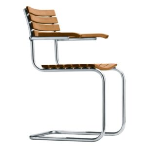 THONET S 40 F Gartenstuhl Stahlrohr-Freischwinger mit Armlehnen | Gestell ver...4066962007736