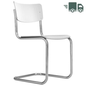 THONET S 43 | Buche weiß lasiert | Stahlrohr-Freischwinger | Gestell verchromt4066962004940