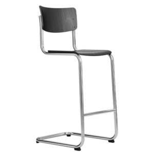 THONET S 43 H | Barhocker | Formholzschale schwarz gebeizt | Gestell verchromt4066962020230