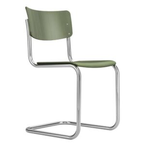 THONET S 43 | Olivgrün | Stahlrohr-Freischwinger | Gestell verchromt4066962004957