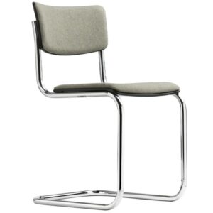 THONET S 43 PV | Gepolstert grau |Stahlrohr-Freischwinger | Gestell verchromt