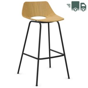 THONET S 661 H Barhocker | Edelholz Eiche klar lackiert | Gestell schwarz matt