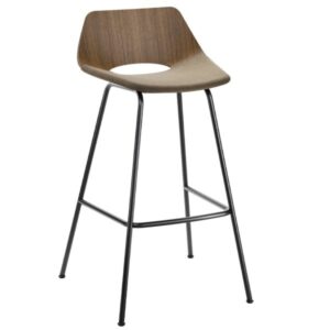 THONET S 661 SPVH Barhocker Nussbaum | Sitzfläche gepolstert | Gestell schwar...