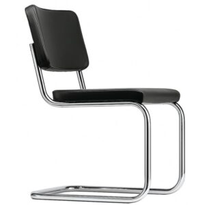 THONET Stahlrohr-Freischwinger S 32 PV | Polstersitz Nappa Naturleder schwarz...4066962007668