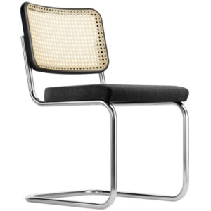 THONET Stahlrohr-Freischwinger S 32 SPV | Sitz schwarz | Rücken Rohrgeflecht ...