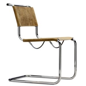 THONET Stahlrohr-Freischwinger S 33 | Sitz und Rücken Büffelleder | Gestell c...