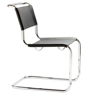 THONET Stahlrohr-Freischwinger S 33 | Sitz und Rücken Kernleder schwarz | Ges...4066962008146