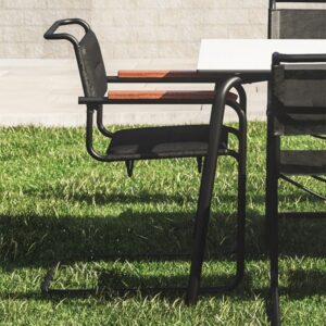 THONET Stahlrohr-Freischwinger S 34 N Outdoor mit Armlehnen Irokko | Schwarz |