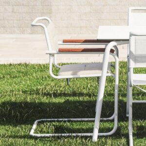 THONET Stahlrohr-Freischwinger S 34 N Outdoor mit Armlehnen Irokko | Weiß