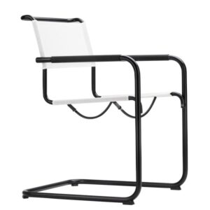 THONET Stahlrohr-Freischwinger S 34 N Outdoor mit Armlehnen | Netzbespannung ...