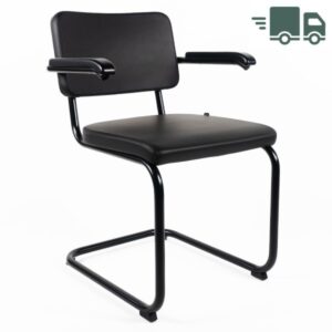 THONET Stahlrohr-Freischwinger S 64 PV mit Armlehnen | Polstersitz Nappaleder...