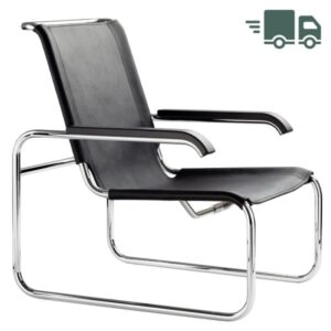 THONET Stahlrohr Loungesessel S 35 L mit Armlehnen | Leder schwarz | Gestell ...4066962006906