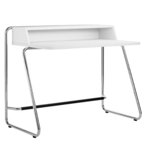 THONET Stahlrohr Schreibtisch S 1200 | Buche weiß lasiert | Gestell verchromt