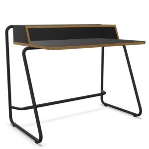 THONET Stahlrohr Schreibtisch S 1200 deep black | Kante Eiche geölt | Gestell...