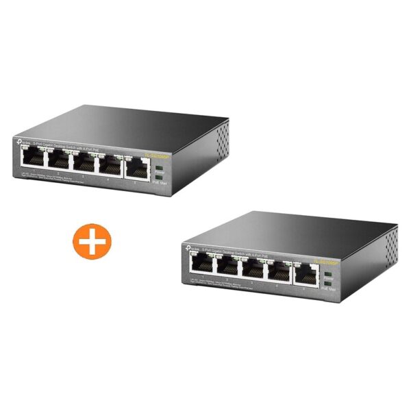 TP-Link 2x TP-LINK TL-SG1005P 5x Port Switch, Unmanaged, PoE