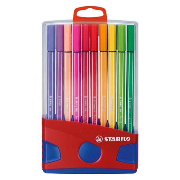 STABILO Faserstift STABILO Pen 68 Filzstift - 1 mm - 20er ColorParade - rot + blau