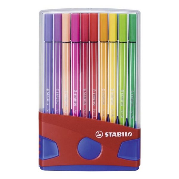 STABILO Faserstift STABILO Pen 68 Filzstift - 1 mm - 20er ColorParade dunkelblau + rot