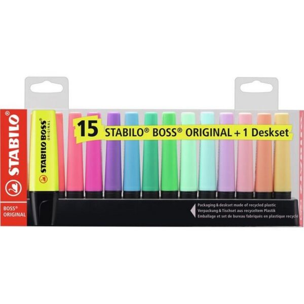 STABILO Marker STABILO BOSS Textmarker - 2+5 mm - 15er Tischset