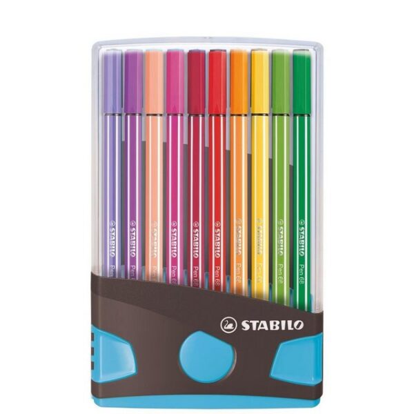 STABILO Filzstift STABILO Pen 68 Filzstift - 1 mm - 20er ColorParade - anthrazit + hellb