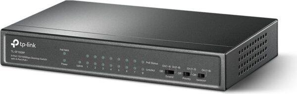 TP-Link TL-SF1009P - Switch - unmanaged - 8 x 10/100 (PoE+) + 1 x 10/100 - Desktop - PoE+ (65 W)