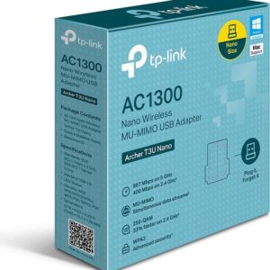 TP-Link Archer T3U Nano - Kabelgebunden - USB - WLAN - Wi-Fi 5 (802.11ac) - 1267 Mbit/s - Schwarz (ARCHER T3U NANO)