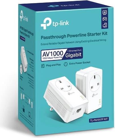 TP-Link TP-Link AV1000 - Gigabit Passthrough Powerline Starter Kit - Bridge - GigE, HomePlug AV (HPAV), HomePlug AV (HPAV) 2.0, IEEE 1901 - an Wandsteckdose anschließbar (Packung mit 2)