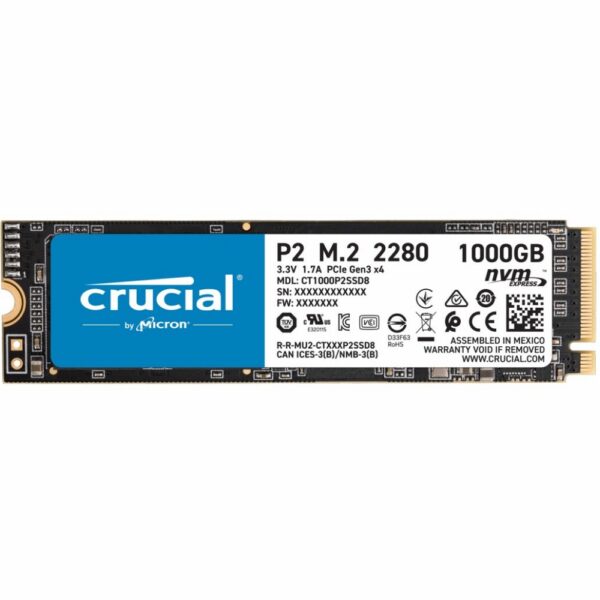 Crucial P2, 1000 GB, M.2, 2400 MB/s