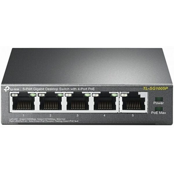 tp-link TP-Link 5-Port Switch mit PoE-Ports. Netzwerk-Switch (4 PoE+ Ports verfügbar)