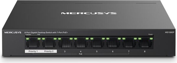 Mercusys MS108GP Netzwerk-Switch Managed Gigabit Ethernet (10/100/1000) Power over Ethernet (PoE) Schwarz (MS108GP)