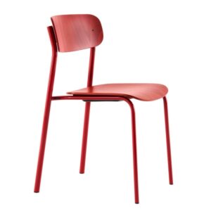 THONET S 243 Stahlrohrstuhl | Buche rostrot gebeizt | Gestell tomatenrot4066962004858