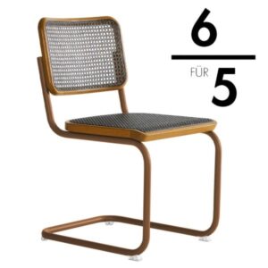 THONET S 32 V Dark Melange ocker | Stahlrohr-Freischwinger | Gestell ocker4066962015854