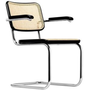 THONET S 64 V | Buche schwarz gebeizt | Stahlrohr-Freischwinger mit Armlehnen...4066962003257