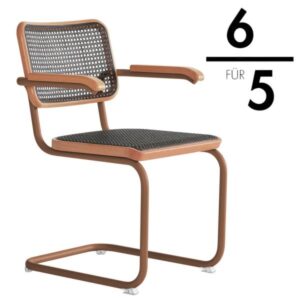 THONET S 64 V Dark Melange altrosa | Stahlrohr-Freischwinger mit Armlehnen | ...4066962003257