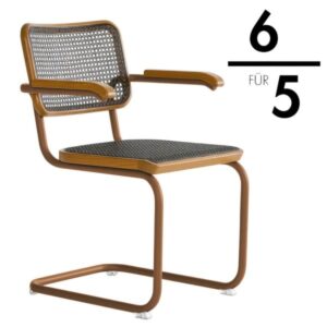 THONET S 64 V Dark Melange ocker | Stahlrohr-Freischwinger mit Armlehnen | Ge...4066962003257