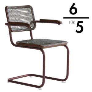 THONET S 64 V Dark Melange rotbraun | Stahlrohr-Freischwinger mit Armlehnen |...4066962003257