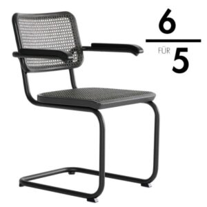 THONET S 64 V Dark Melange schwarz | Stahlrohr-Freischwinger mit Armlehnen | ...4066962003257